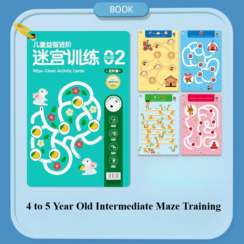 Maze Tracing Activities Reusable Focus Training Workbook for Kid Pen Control Exercises Sensory Learning Tool for Early Education
