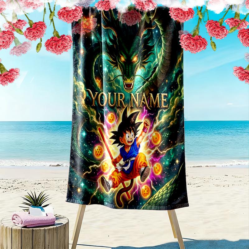 Custom NameDragon Ball Z Beach Towel Soft Microfiber Summer Towel Quick Dry Absorbent Towel for Beach Swimming Pool Travel