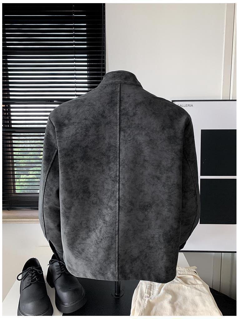 Trendy Brand Maillard Men's Stand Collar Leather Flight Jacket - Autumn Versatile Streetwear Outerwear