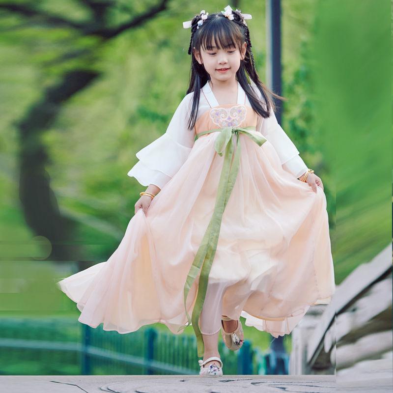 

Ханфу девушка в китайском стиле тканевое летнее платье античный костюм Тан костюм супер феи платье маленькая девочка юбка русалки принцессы нижнее белье XXXL