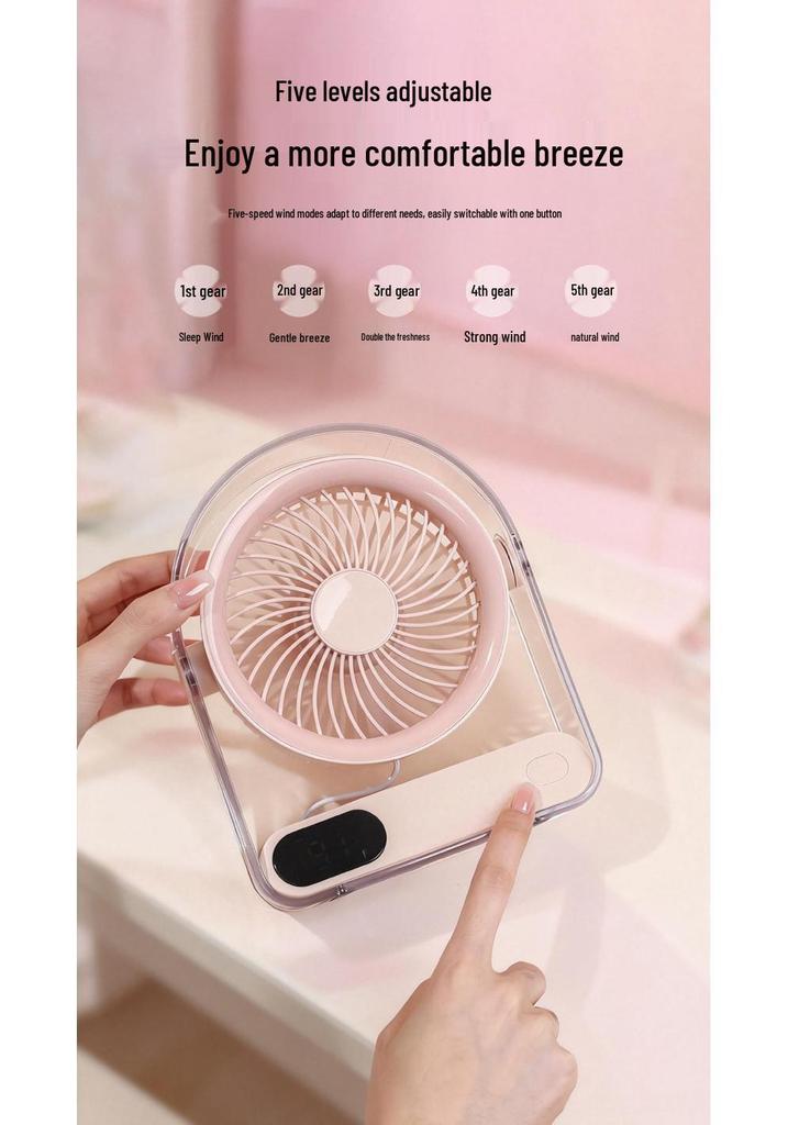 2026 USB Rechargeable Desktop Fan with Detachable Brushless Motor, Silent Operation, Digital Display, and Enhanced Airflow