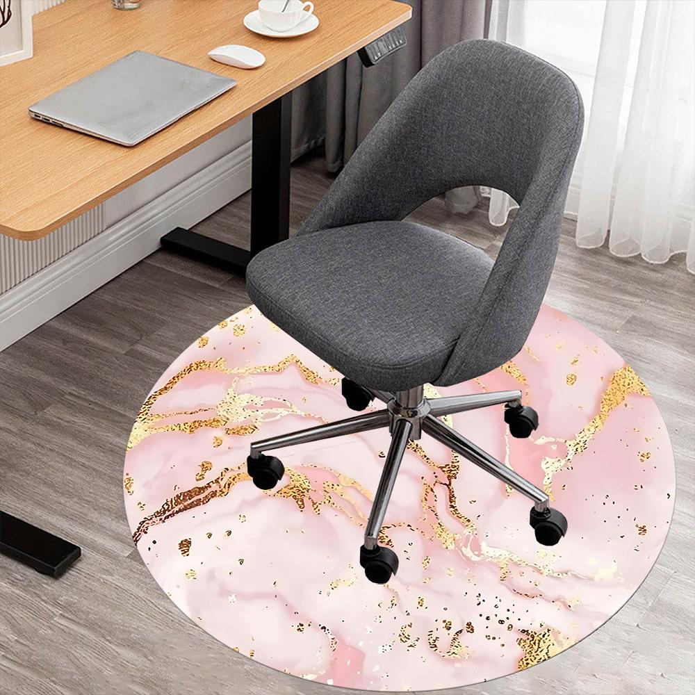 

1pc Marble Pink Marble Gold Round Chair mat Area Rug - Non-Slip, Floor Mat for Office, Bedroom, and Indoor Decor c1125012 80cm by 80cm