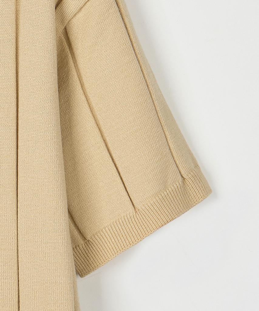 NODU Round Ribbed Short Sleeve Knit [Beige]
