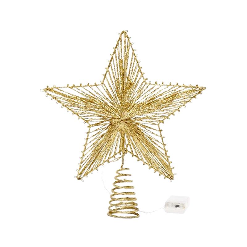 LED Leuchtende Schmiedeeisen Fünfzackiger Stern Baumspitze Dekoration