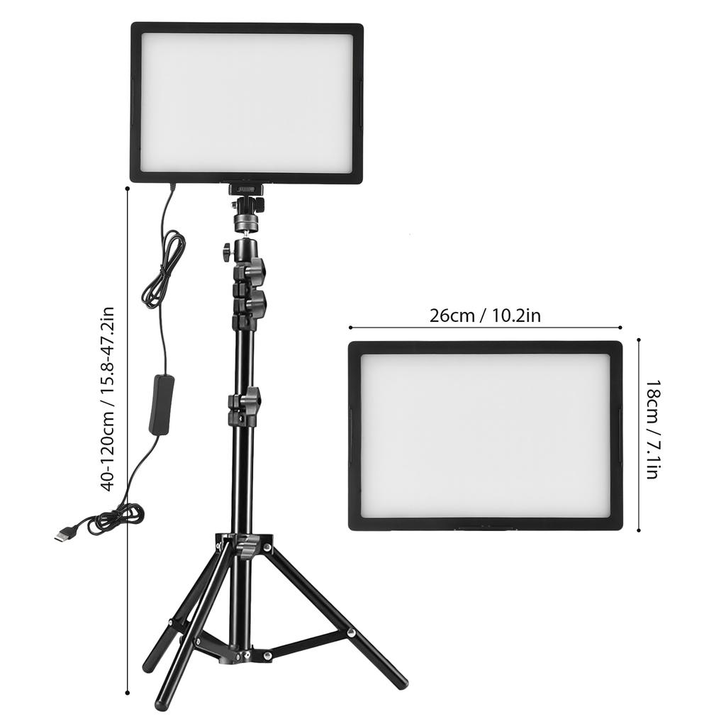 2 Packs LED Video Light Kit 15W LED Light Panel with 1.2M Metal Light Stands Phone Holders