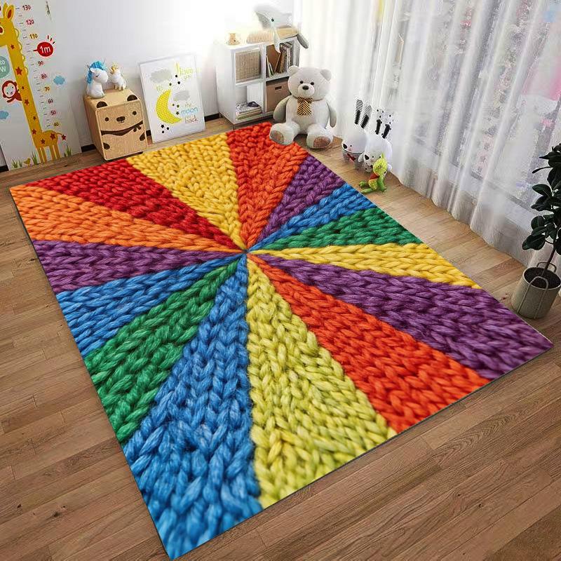 Tappeto Tappetino con Motivo a Maglia Arcobaleno - Tappetino Decorativo Colorato per la Casa Adatto per l'uso come antiscivolo per soggiorno camera da letto divani