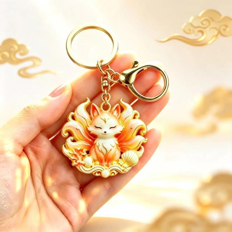 Enamel Luxury Keychain High-End Metal Pendant Bag Charm Blessing Charm