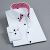 Camicia da Uomo a Manica Lunga Non Stiro Doppio Strato Formale da Lavoro Vestibilità Regolare Ufficio Camisa Moda Bianca Blu Camicie Sociali