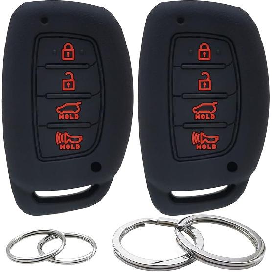 GFDesign 2 Pcs Silicone 4 Buttons Key Fob Cover Remote Case Keyless Protector Compatible with 2019 2018 2017 2016 2015 2014 2013 Hyundai Elantra