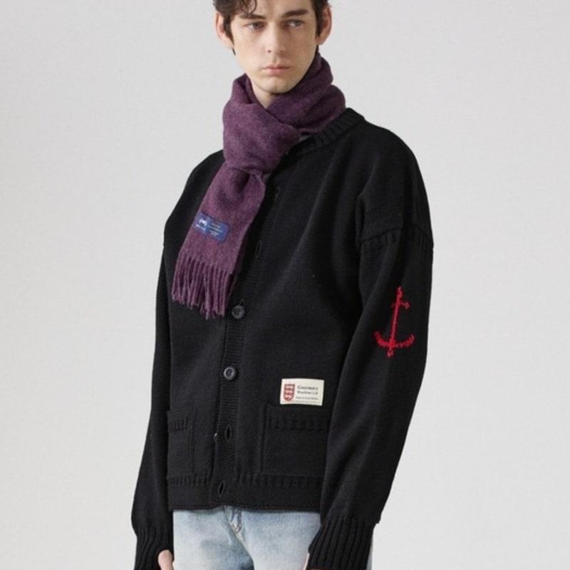 ABRAHAM MOON Merino Wool Muffler 25cm - Purple Heather