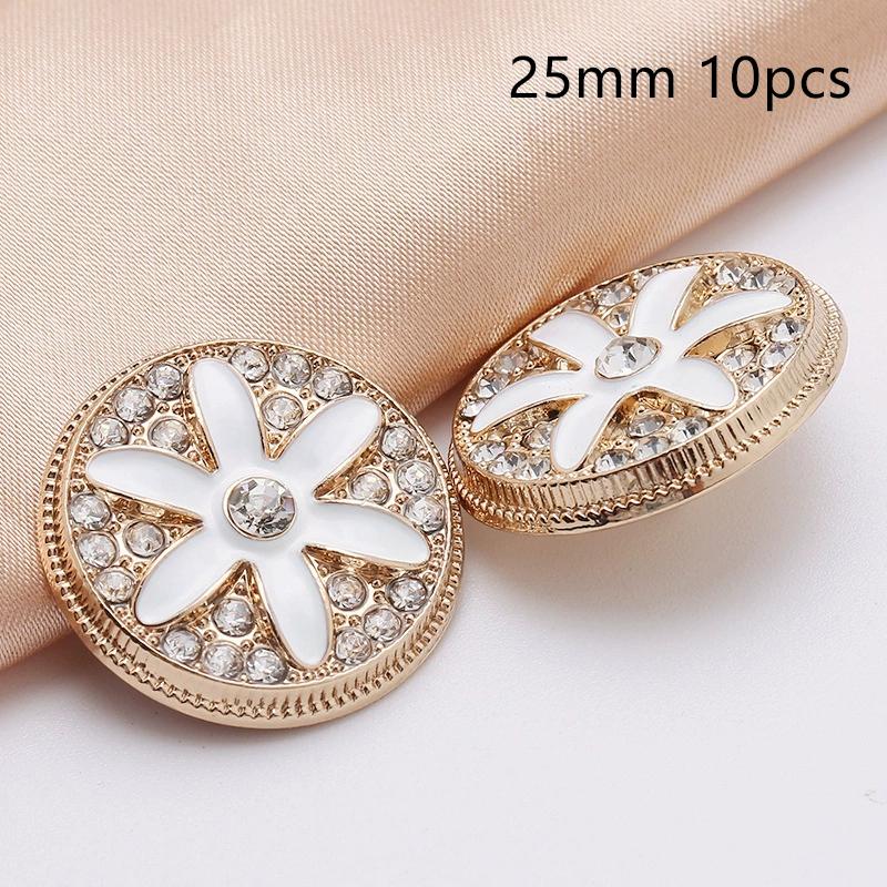 10Pcs 18/20/25Mm Flower Pearl Rhinestones Plastic Shank Buttons For Women Garment Jacket Sweater Handmade Sewing Accessories