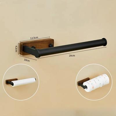 Walnut Paper Roll Holder Scandinavian Light Luxury Kitchen Cling Film Holder Paper Towel Holder Kitchen Storage No Punching
