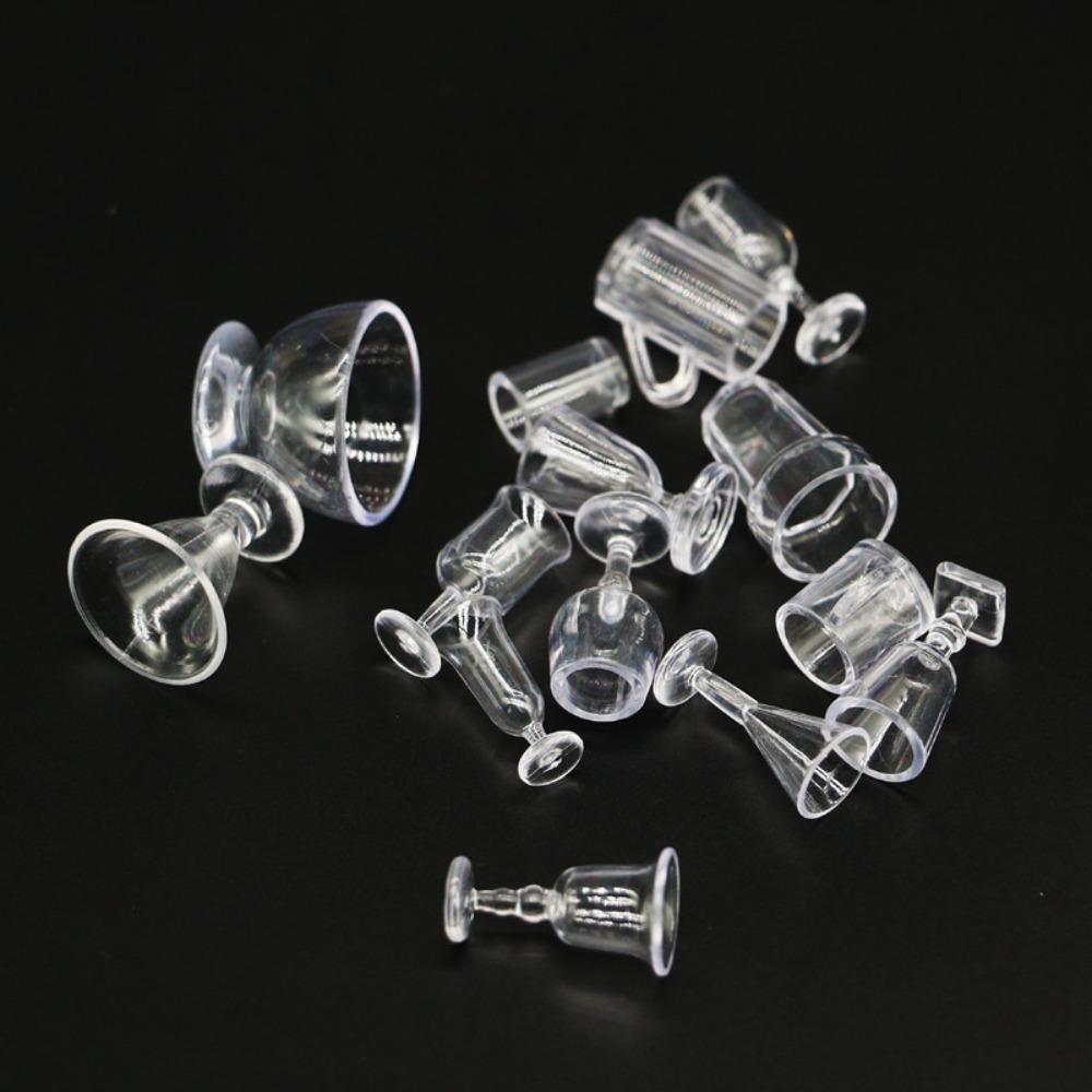 10Pcs/Set Red Wine Glass Dollhouse Wine Glass Dollhouse Miniature Glass Cup  Scene Ornament