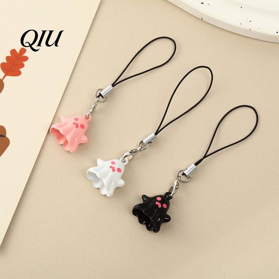 Ghost Charm Keychain Pendant Cartoon Shape Halloween Party Fun Phone with Lanyard Backpack Accessories
