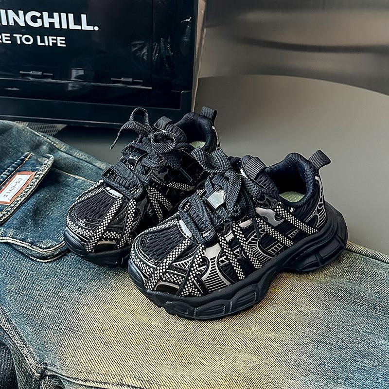 Children's Popular Thick-soled Letter Sneakers Boys' Trendy Shoes Medium and Large Children's Lightweight Fashion Dad Shoes Girls' Casual Shoes