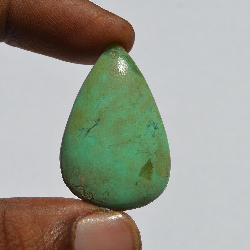 Natural Chrysoprase Gemstone Cabochon - Loose Semi Precious Stone 29 Carats Pear Shape 35x23 Mm, Jewelry Craft Supply