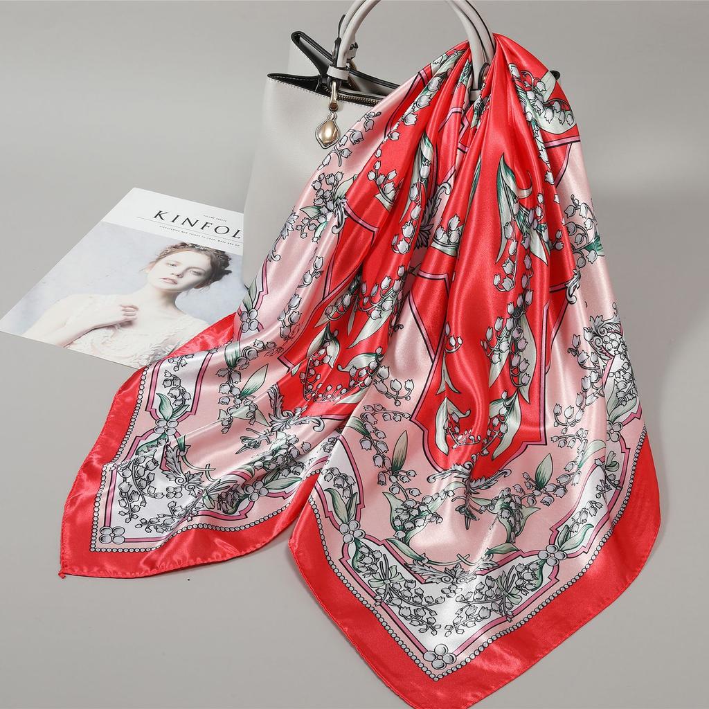 90 Square Scarves, Silk Scarves, Women's New Spring and Summer High-end Sense Versatile, Thin Scarves, Shawls Outside