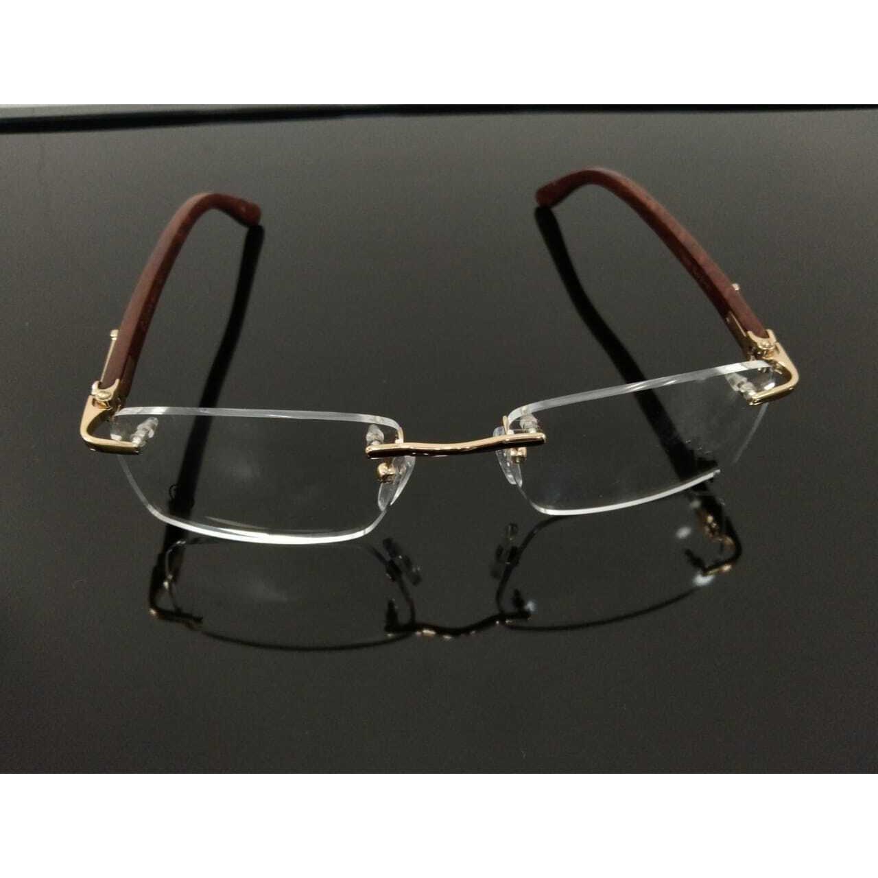 

RSINC Wood -RIMLESS WOOD-STEEL Brown finish Eyeglasses Frames Size 56-16-140 JL286093829994