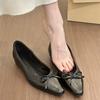 Fashion Inside Low Heel Shoes Autumn New Pointed Toe Shallow Mouth Bow Soft Sole Non-slip Single Shoes