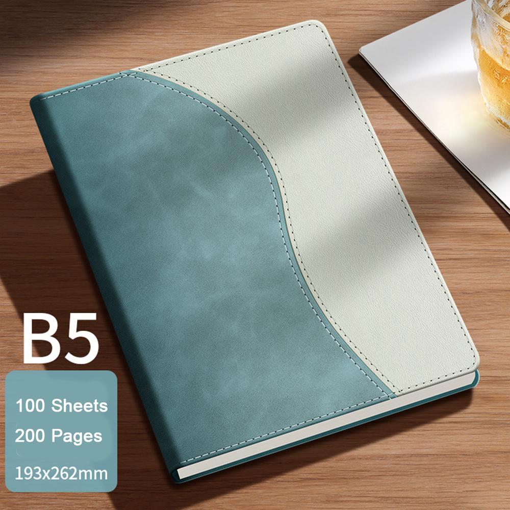(Logo can be engraved) A5/B5 leather student subject notebook, business meeting record book, notepad, office ledger, diary, lined inner pages