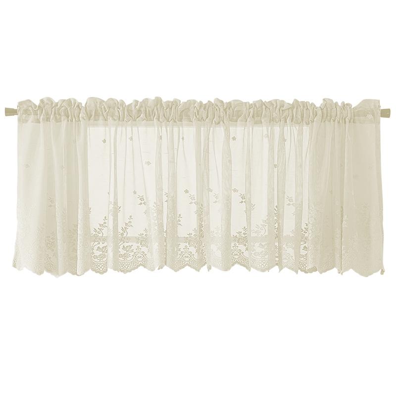 Short Curtain Floral Printed Window Curtains Lace Half Tulle Shade Decorative Curtain for Living Room Bedroom Door Window Decor