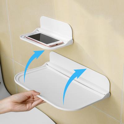 1PC Klappbares Wandregal, platzsparend, faltbares Lagerregal, stanzfreier Telefonhalter, WLAN-Router-Ablage, Badezimmer-Organizer