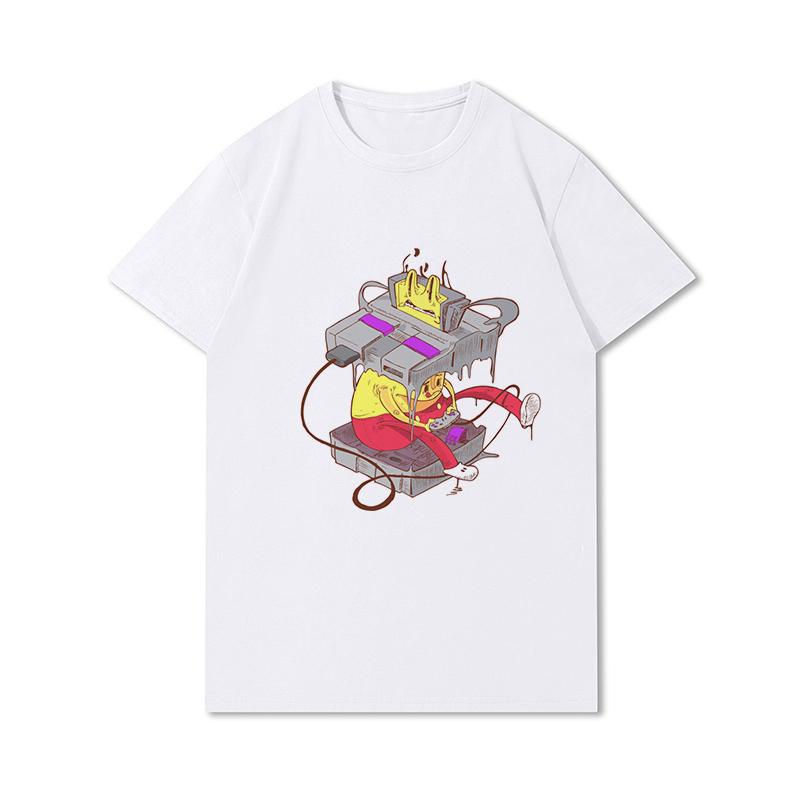 S-3XL 100 mønstre Sommerhvite T-skjorter for kvinner Trykt Uformelle korte ermer Topper O-hals T-skjorter