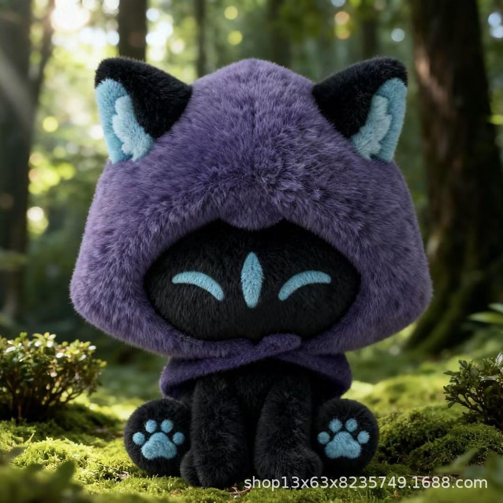 Peluche Omen Gatto Valorant Morbido Giocattolo Riempito Personaggio di Gioco Stile Seduto Fanmade Periferica Collezionabile per Fan di Gioco Bambola di Peluche