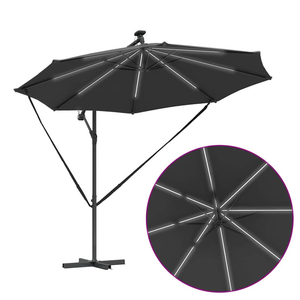 Anthracite LED Strip Sun Umbrella 294 X 294 X 248 Cm