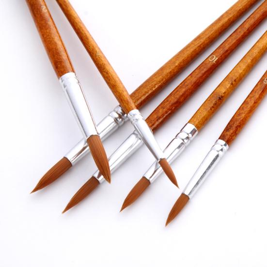 12Pcs Nylon Hair Wooden Handle Paintbrush Water Color Drawing Painting Brushes