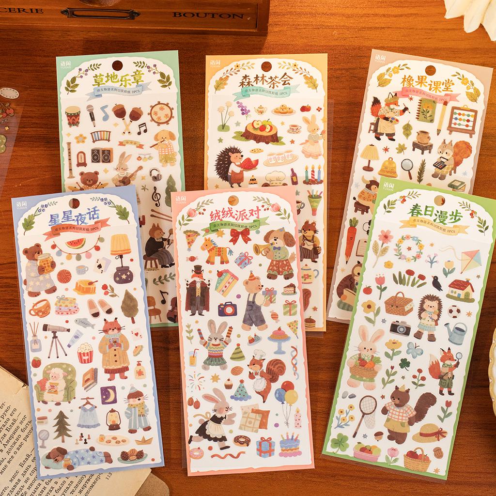 2 Pcs Kawaii Aesthetic Cartoon Stickers for Phone Camera Luggage Journal Scrapbooking Decoration Cute Stationery Decals
