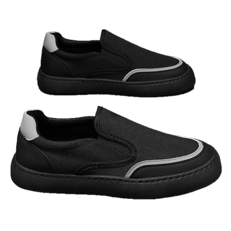 New Fly-woven Breathable One-pedal Lightweight Men's Canvas Casual Shoes Mesh Light Luxury Classic Cloth Shoes