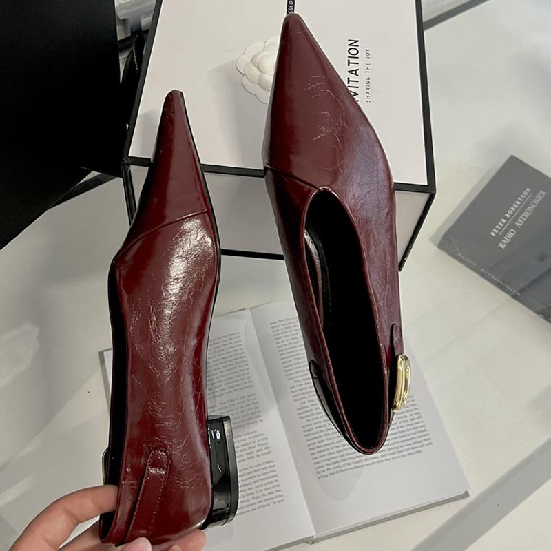 2025 Новая Мода Мелкие Женские Балетки Обувь Повседневные Мягкие Женские Шлепанцы Обувь Острый Носок Офисные Женские Балетки 41 вино красного 2757₽
