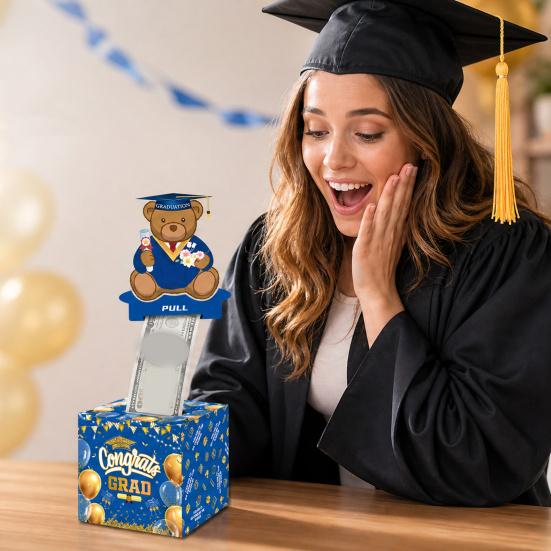 2026 Graduation Money Box for Cash Gift Pull, Congrats Grad Surprise Money Holder with Pull Out Card, Class of 2026 Graduation Gift for Party Supplies