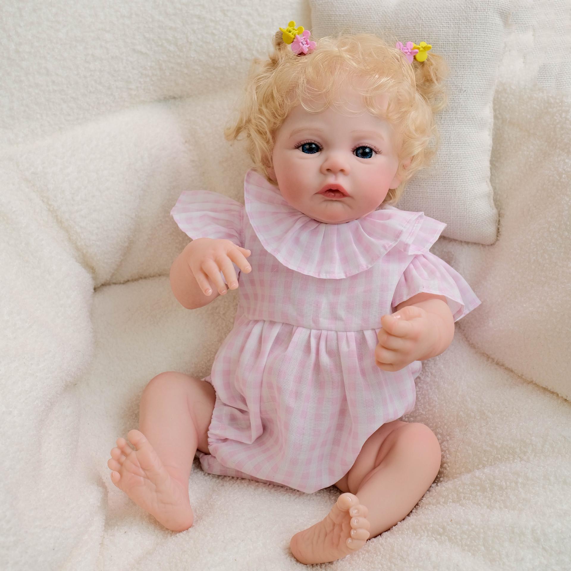 19-inch Hand-Painted Reborn Doll with 3D Skin and Implantation Hair - Meadow Series 19-inch Silicone Body