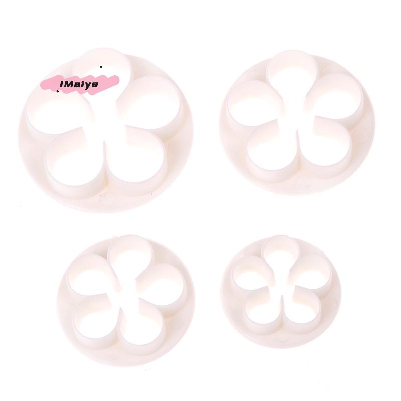 M-4pcs Flower Moulds DIY Plaster Work Clay Resin Art Soft Silicone Fondant Cake Mold Soap Ice Chocolate Decoration Baking Tool