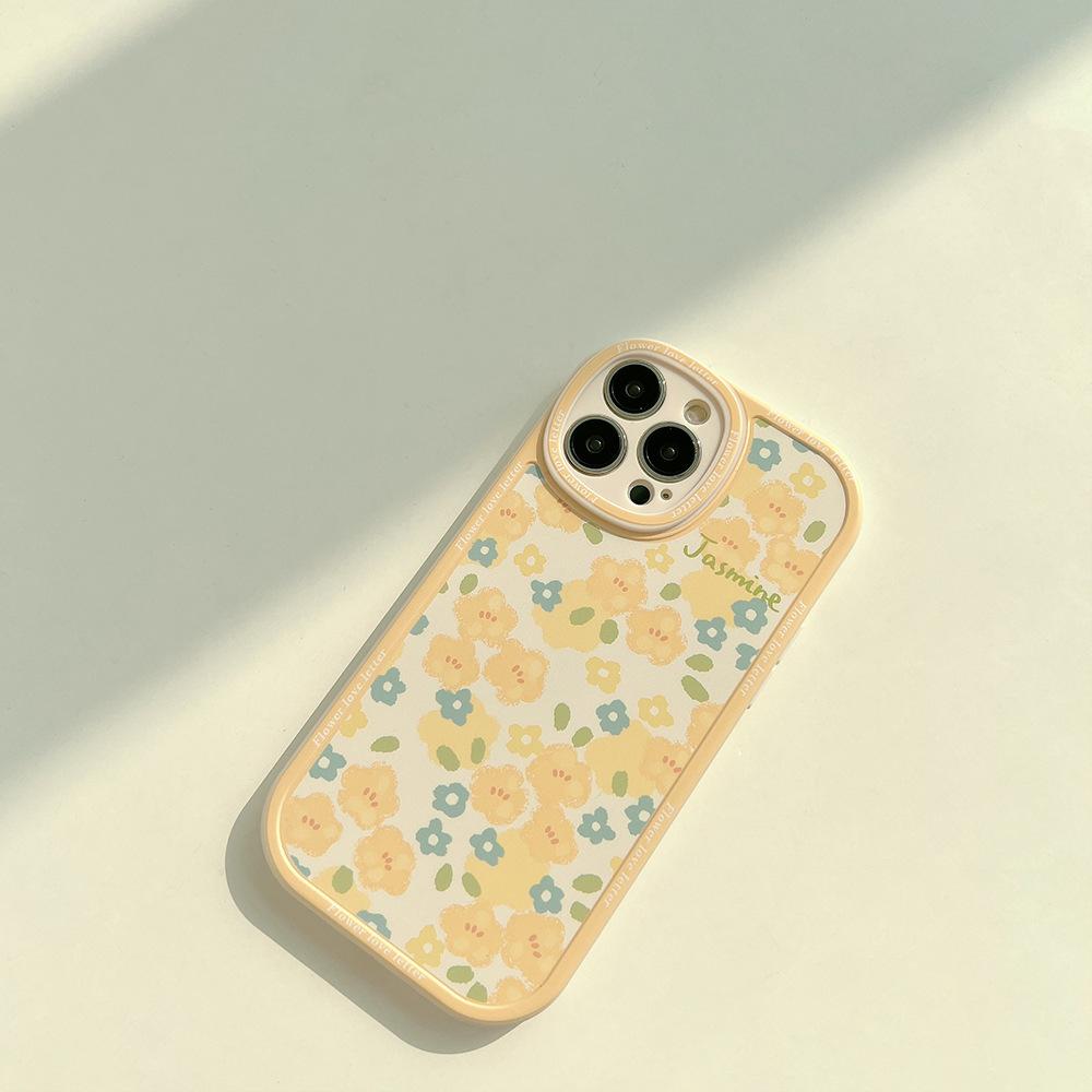 Custodia per telefono retrò antiurto estiva con fiori gialli dolci per iPhone14 13 11 12 Pro Max Xs Xr 7 8 Plus Custodia Cover Cartone Animato Carina