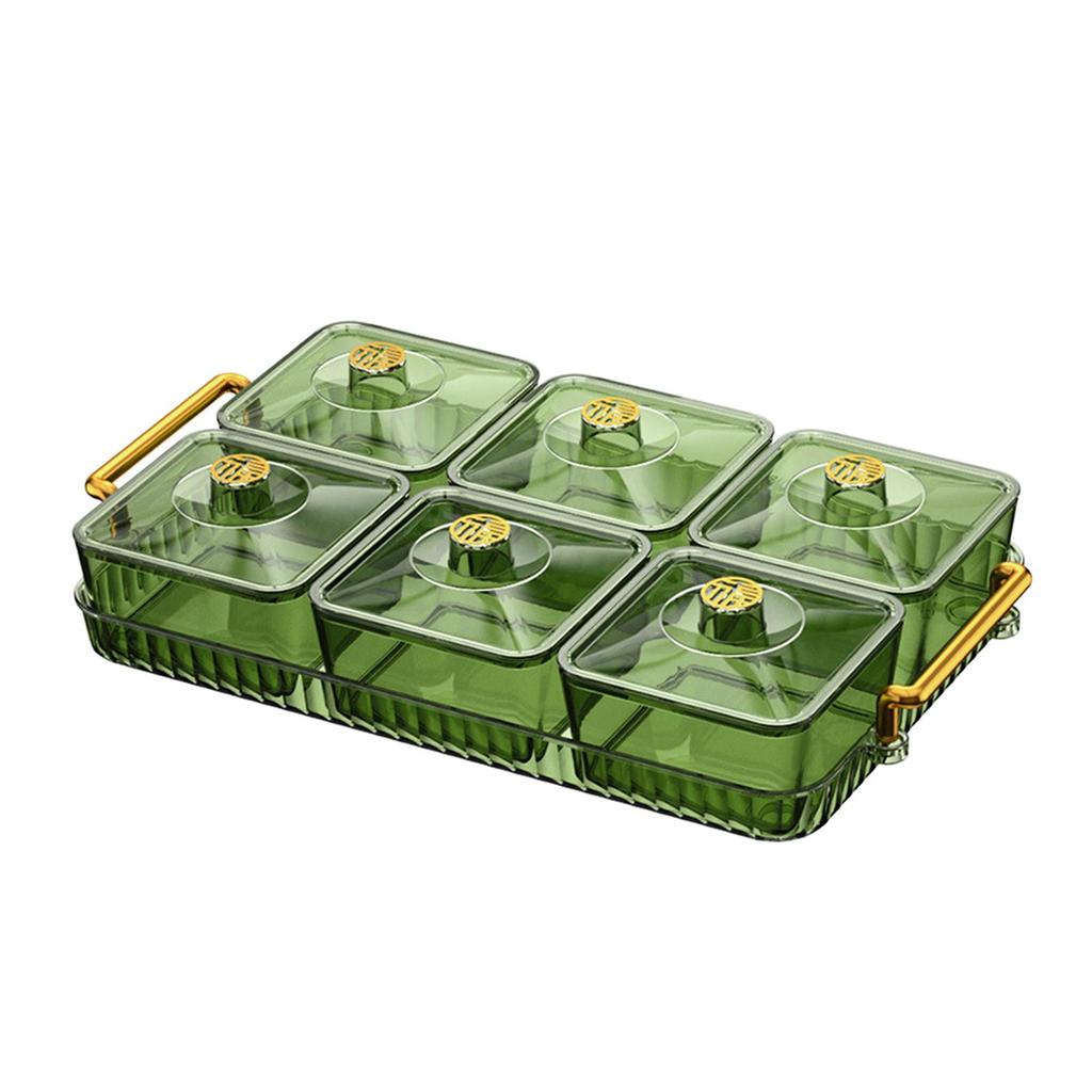Portable Dried Fruit Tray Candy Storage Box Snack Fruit Tray Nonslip Divided Snack Fruit Tray With Lid Easy To Use