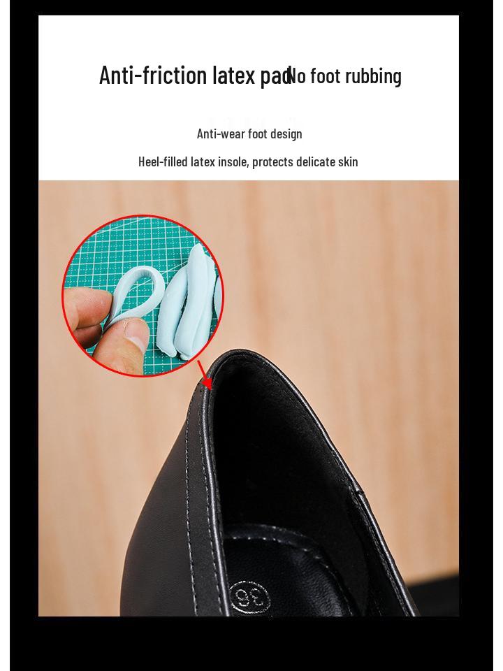 6cm Heel Height-Increasing French Pointed-Toe Black Women's Shoes - Perfect for Skirts and Professional Wear