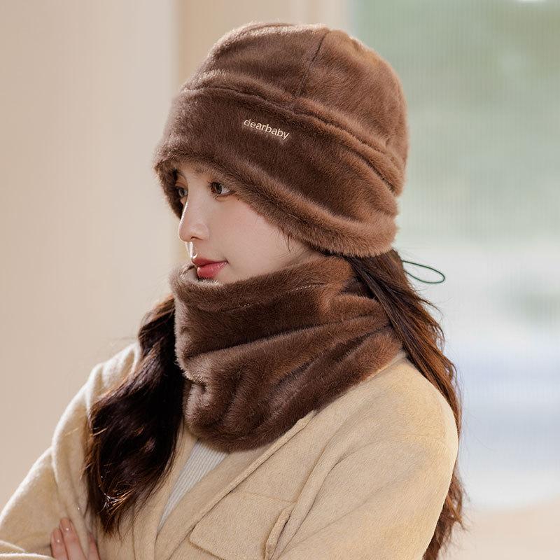 Women's plush thread warm hat autumn and winter wind-proof scarf cover ski knitted cotton hat cycling sports hat