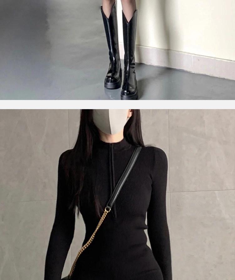 Women's Black Slim-Fit Dress with Coat - 2026 Autumn/Winter High-End Cinched Waist Little Black Dress