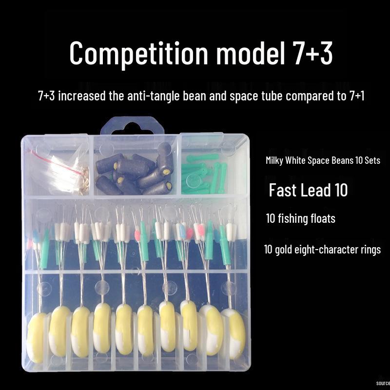50-teiliges Angelzubehör-Set: Silikon-Space-Beans, Wirbel, Schwimmkörper, Hauptschnur