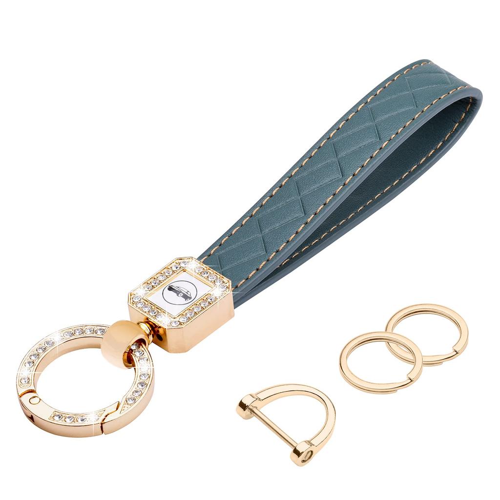Wisdompro Car Key Sparkly PU for Smart Gray Blue Holder, Carabiner, Leather, Keys, Anti-Loss, Stylish, Cute, Women's,