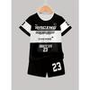 Boys' Set of Fashionable 3D Printed Casual Pullover, Short Sleeved Shorts, T Sports Shirt, Boys' Outdoor T-shirt Shorts Set