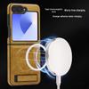 Samsung Z Flip7 Leather Texture Case with Magnetic Stand, Drop-Proof for Z Flip6 and Z Flip7 FE