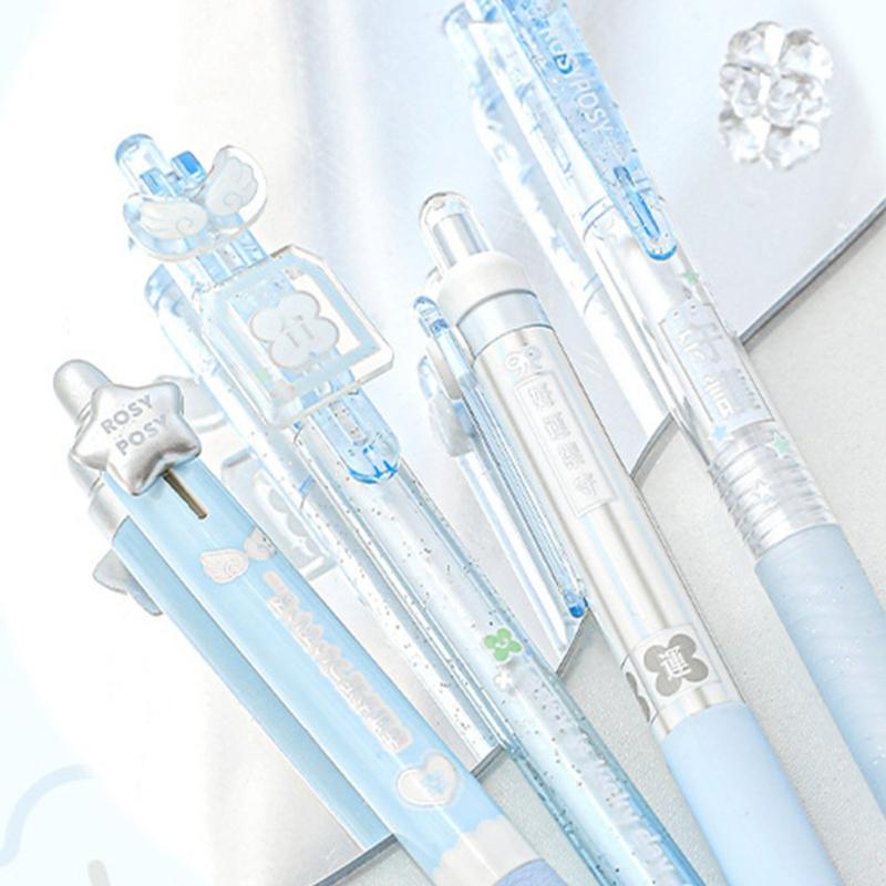 4PCS Ergonomic Handle Gel Inks Pen Refillable Retractable Gel Pen with Plastic Clip 0.5MM Black Inks for Office School