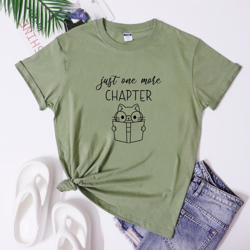 Just One More Chapter Tshirt Kawaii Book Lover Gift Tshirt Funny Cat Mom Librarian Reading Tee Shirt Top Dropshipping
