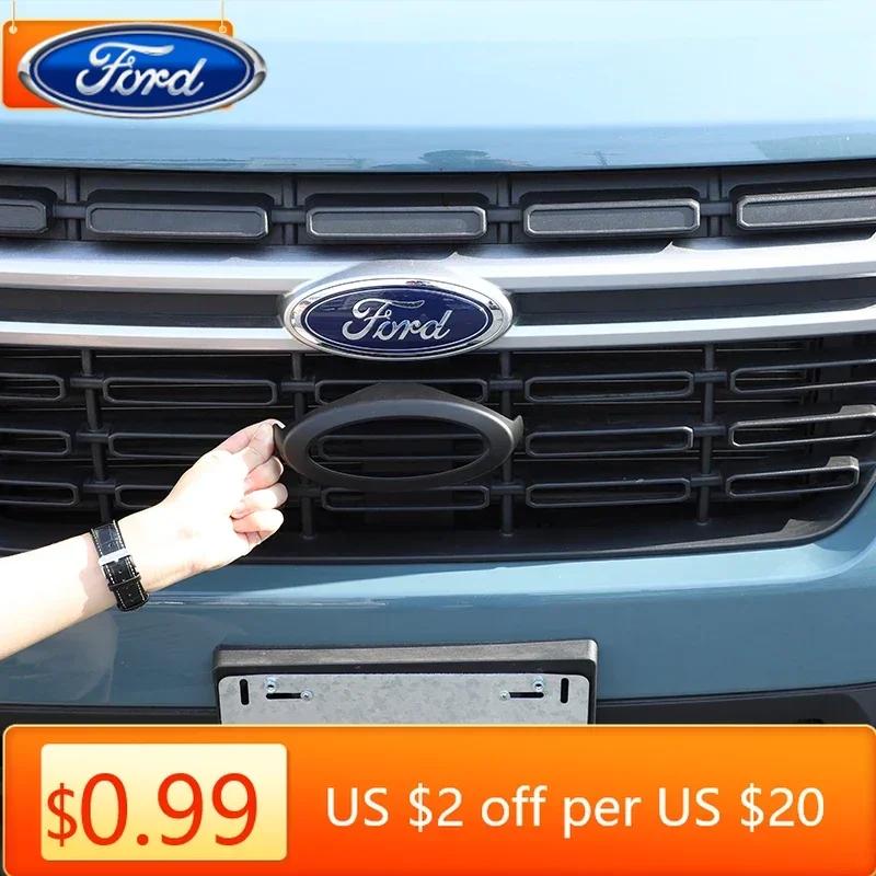 Car Sticker Ford New 2025 Hot For Ford Maverick 2022+ABS Carbon Fiber/ Black Logo Decoration Ring Front&Rear Cover 2026s Accesso