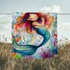 1PC Custom Name Mermaid Dreams Colorful Sea outdooor Flannel blankets Throw Blanket All-Season Throw Gift Bedspread for Couch, Bed, Camping Holiday Bi