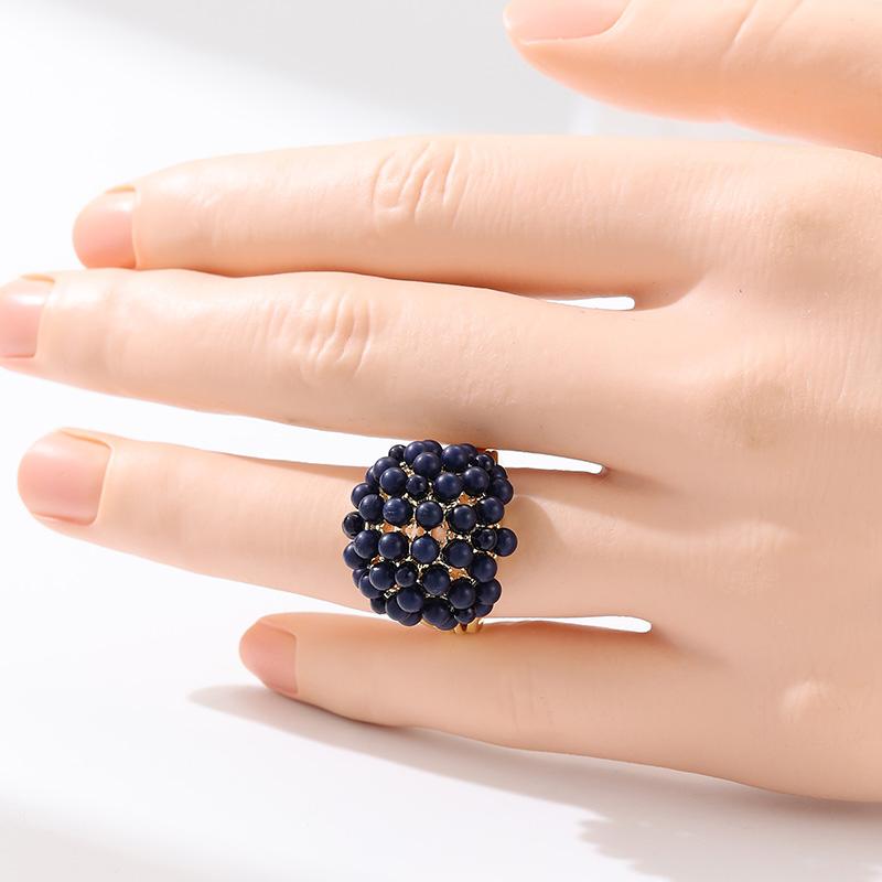 Vintage Inlaid Blue Stone Women's Ring Creativity Gold Color Geometry Daily Wear Party Jewelry Anniversary Gift